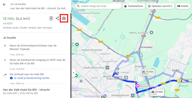 Route printen 